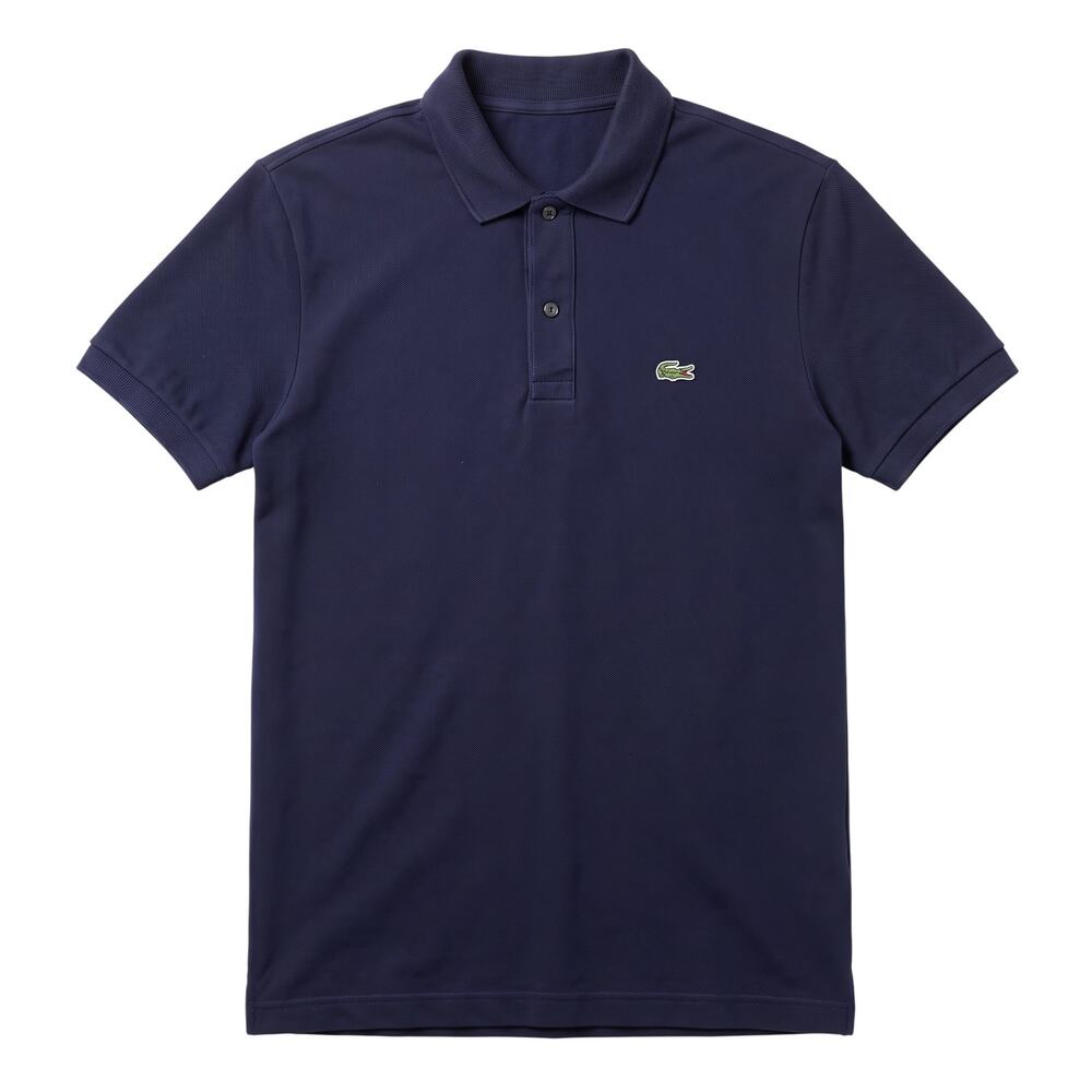 Lacoste Slim Fit Navy Blue Short Sleeve Polo Shirt Logo Solid Mens M Preppy